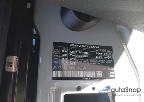 2025 Mercedes-Benz Sprinter 3500 from USA, damaged, VIN W1Y5NBHY8ST204829